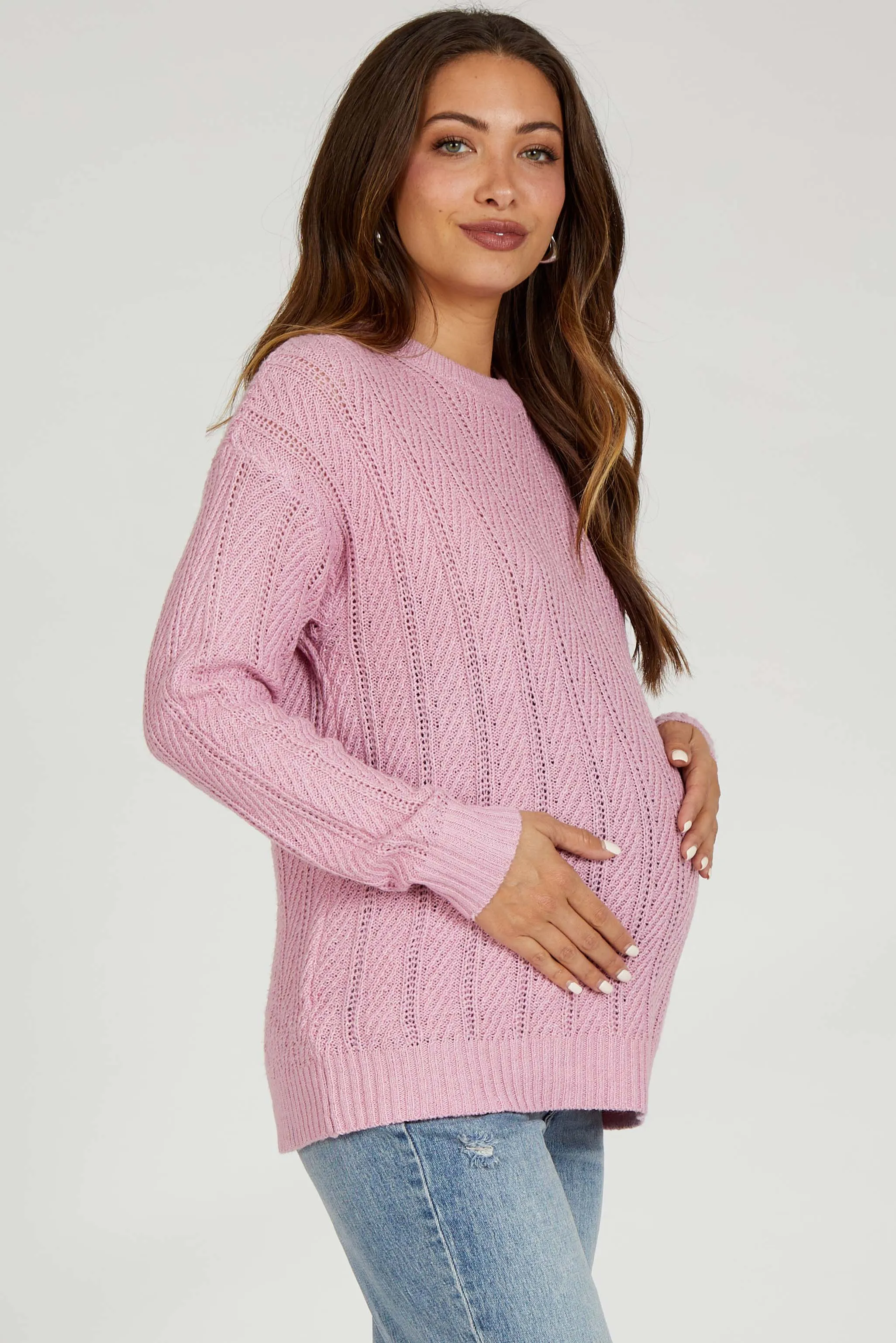 Pink Pattern Knit Maternity Sweater sold by Pinkblush product image thumbnail 2
