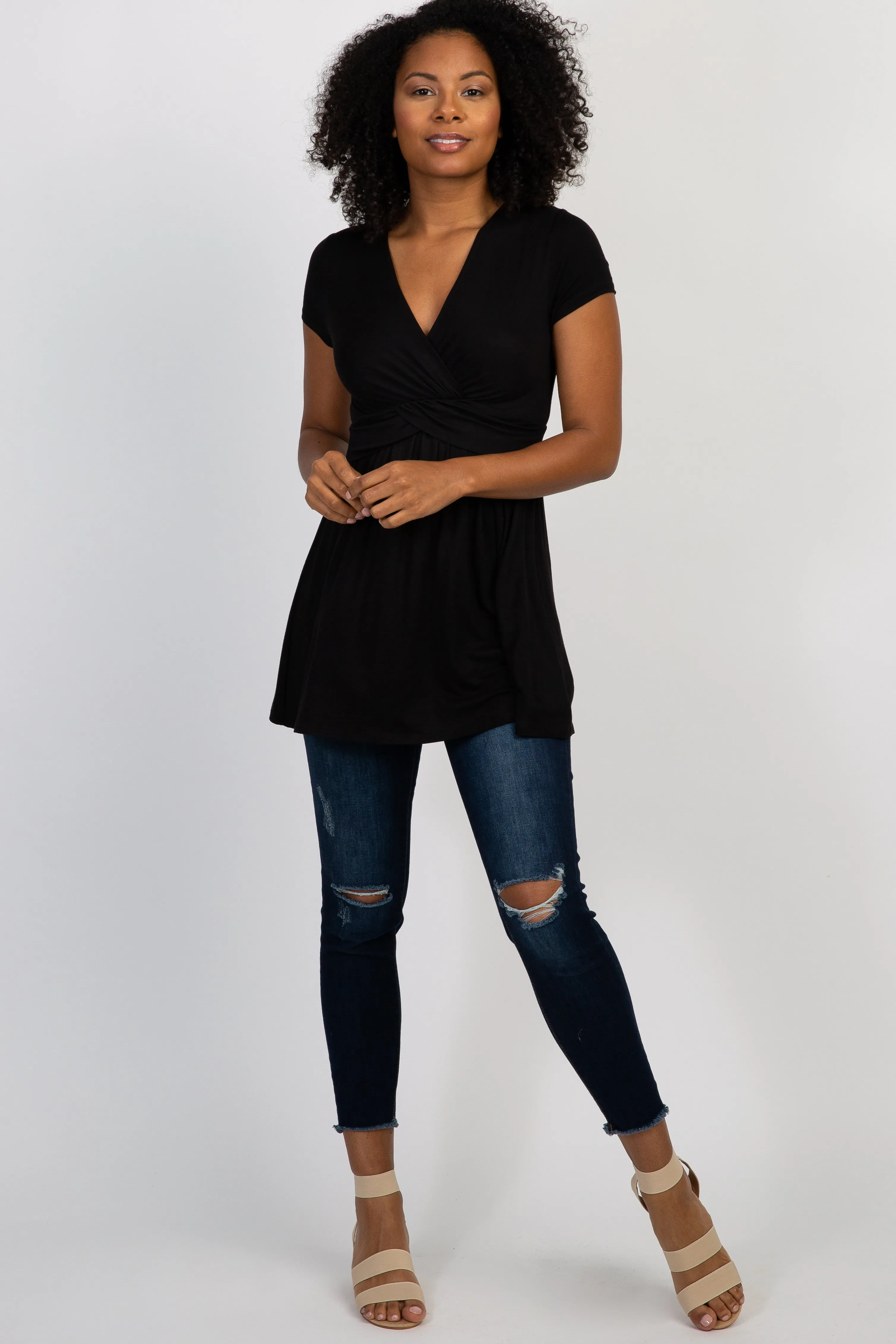 PinkBlush Black Draped Front Nursing Top sold by Pinkblush product image thumbnail 5