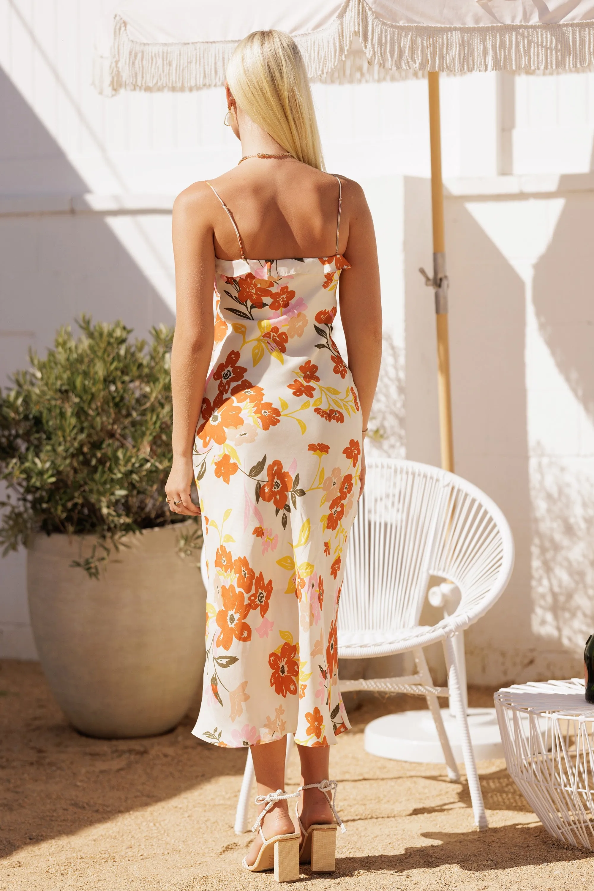 Ivory Bloom Floral Satin Midi Dress sold by Pinkblush product image thumbnail 3