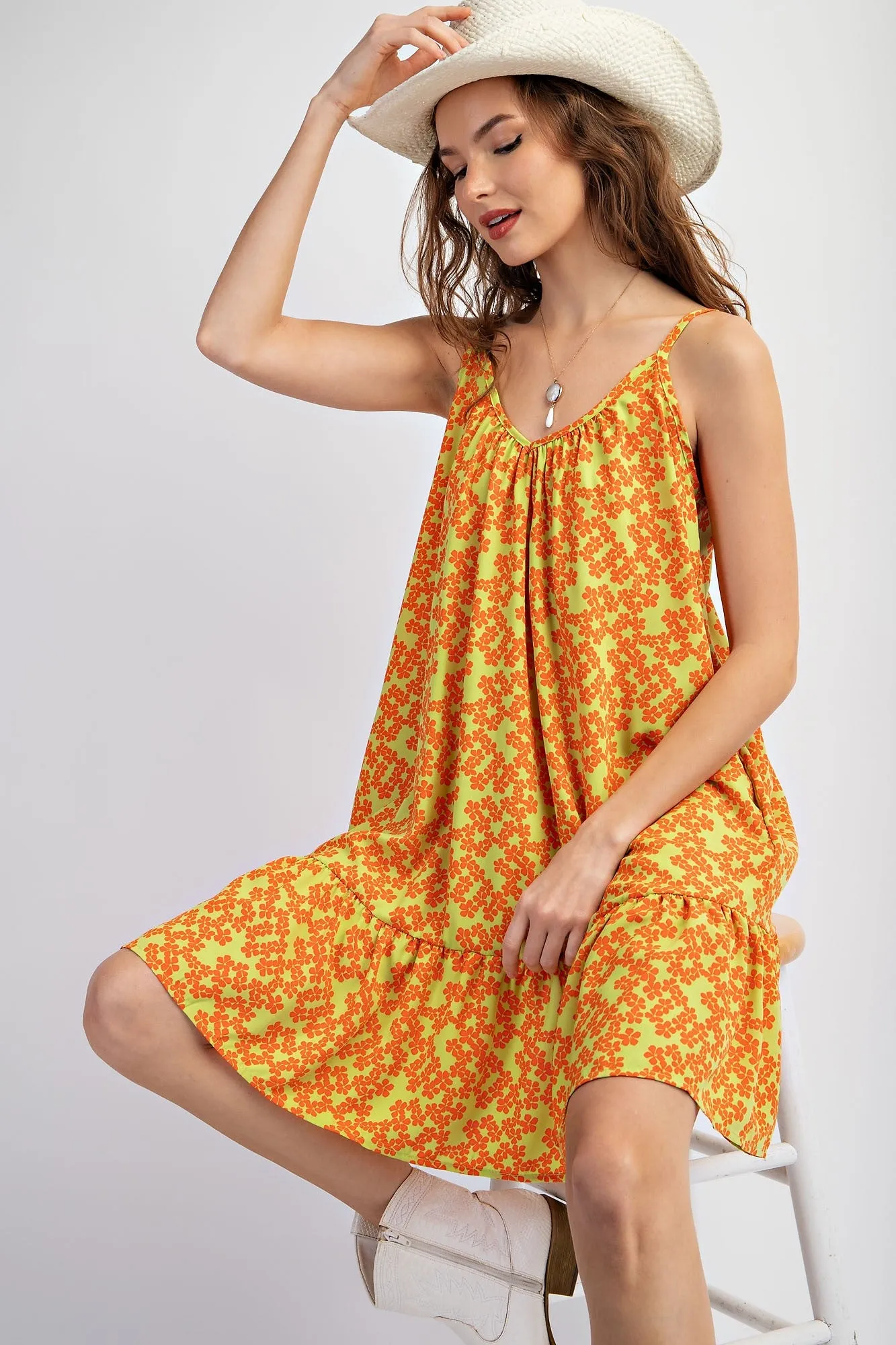 Sunny Lime Floral Printed Cami Dress sold by Pinkblush