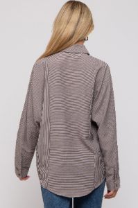 Charcoal Striped Oversized Button Up Maternity Top sold by Pinkblush