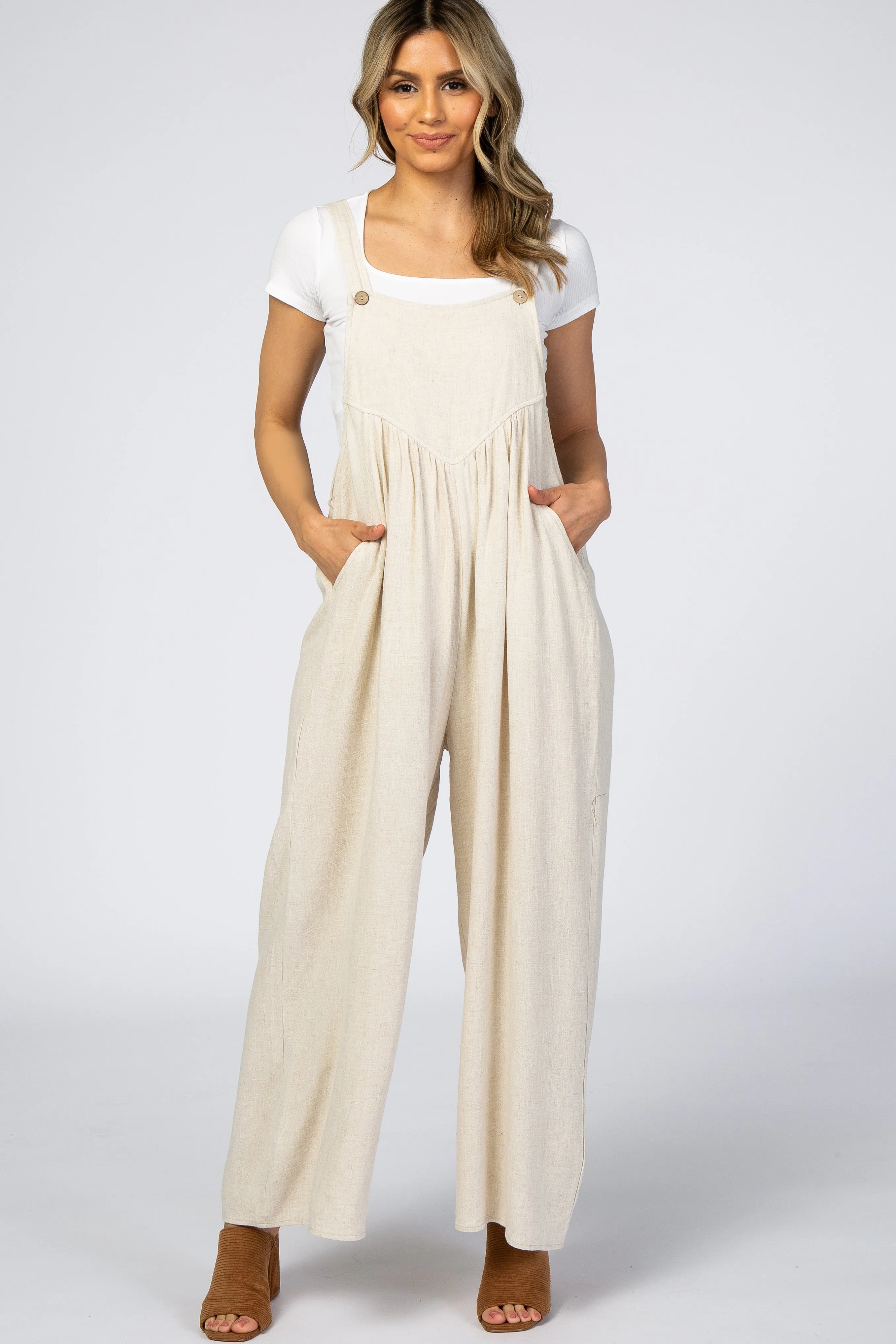 Beige Linen Overalls sold by Pinkblush product image thumbnail 4