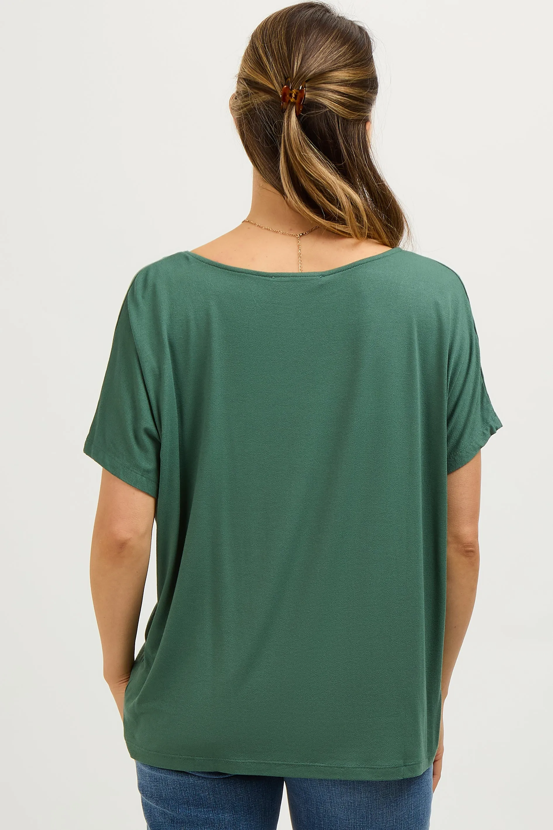 Olive Short Dolman Sleeve V-Neck Maternity Top sold by Pinkblush product image thumbnail 3