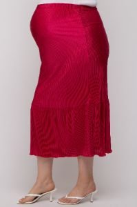 Red Plisse Maternity Plus Maxi Skirt sold by Pinkblush