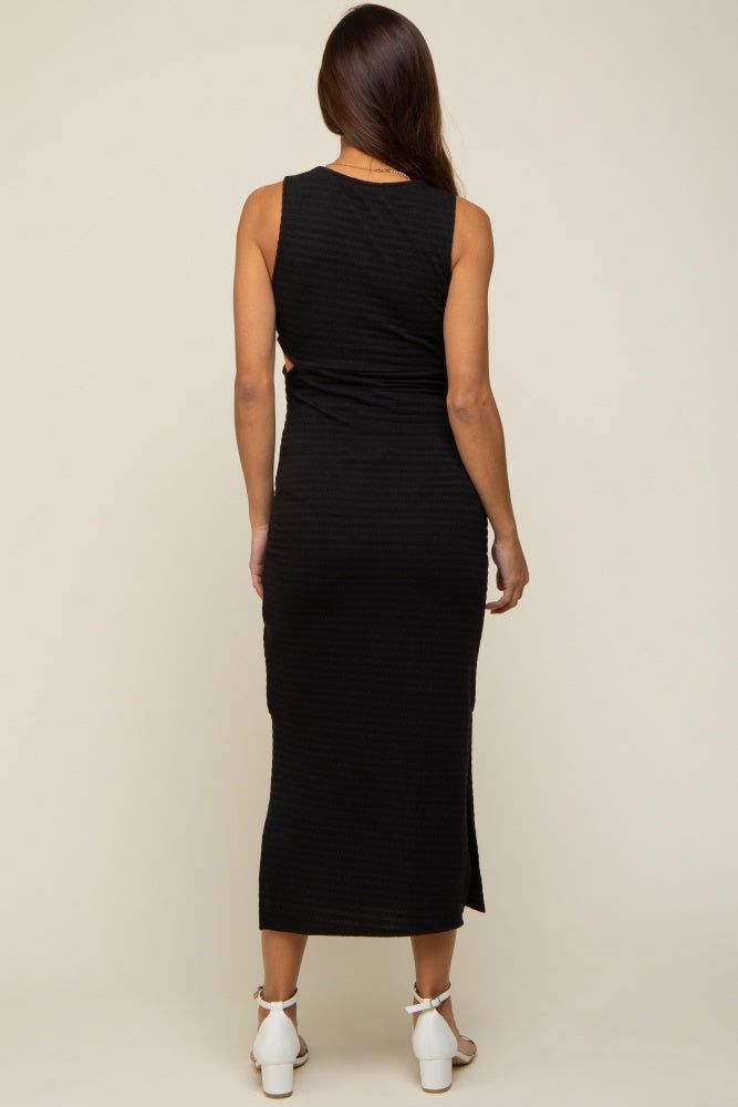 Black Side Cutout Side Slit Maternity Midi Dress sold by Pinkblush product image thumbnail 3