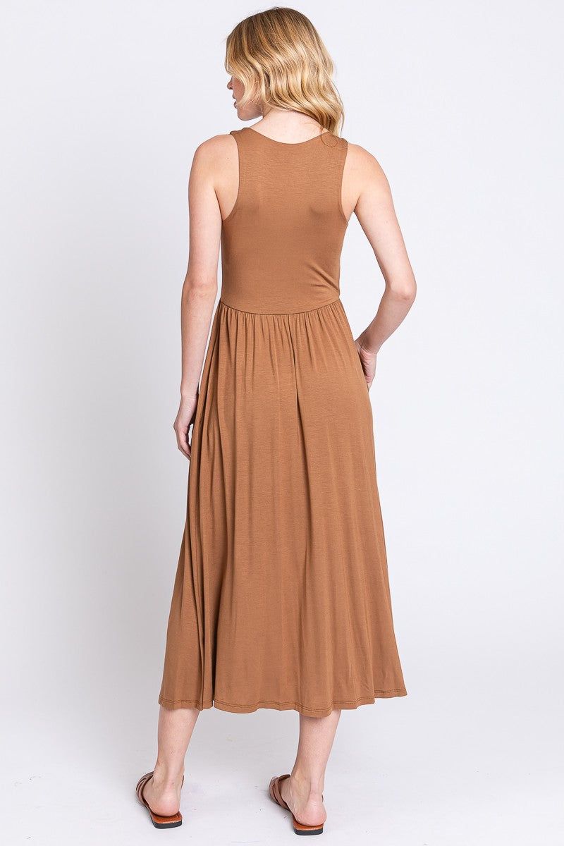 Amber Brown Sleeveless Slitted Dress sold by Pinkblush product image thumbnail 3