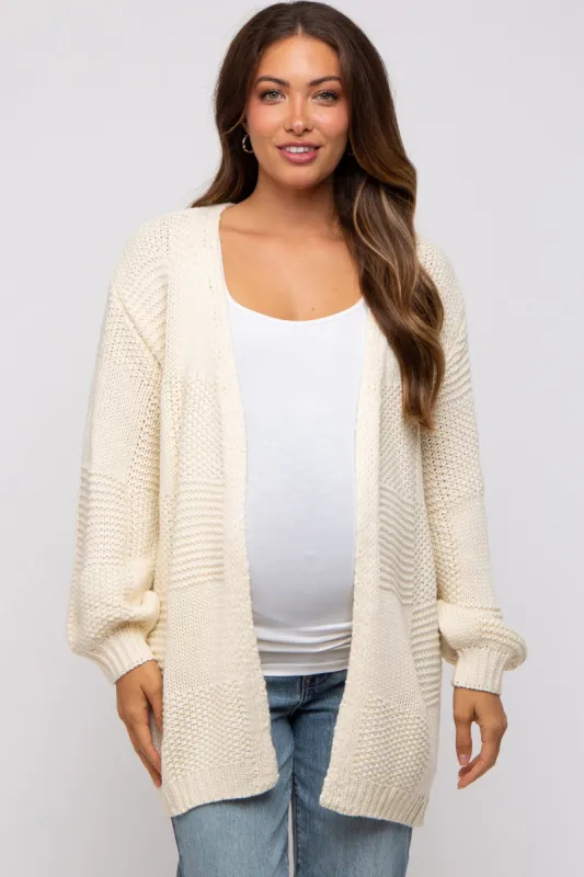 Cream Chunky Knit Oversized Maternity Cardigan sold by Pinkblush