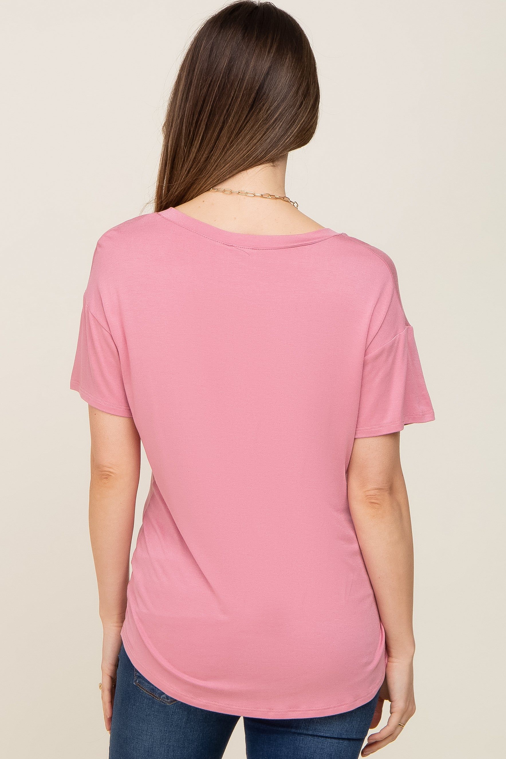Pink V-Neck Basic Maternity Top sold by Pinkblush product image thumbnail 3