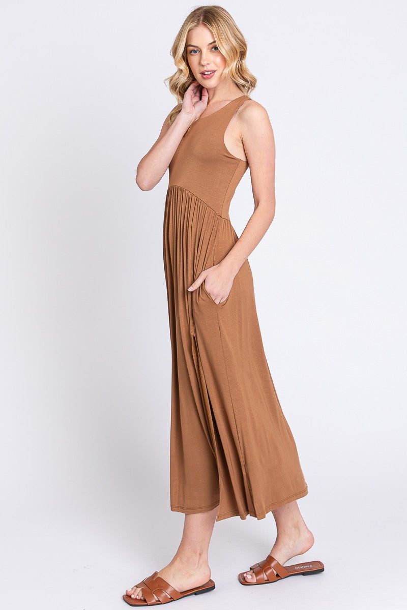 Amber Brown Sleeveless Slitted Dress sold by Pinkblush product image thumbnail 2