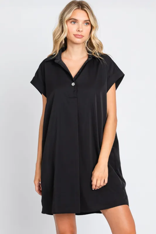 Black Collared Button Front Dress sold by Pinkblush