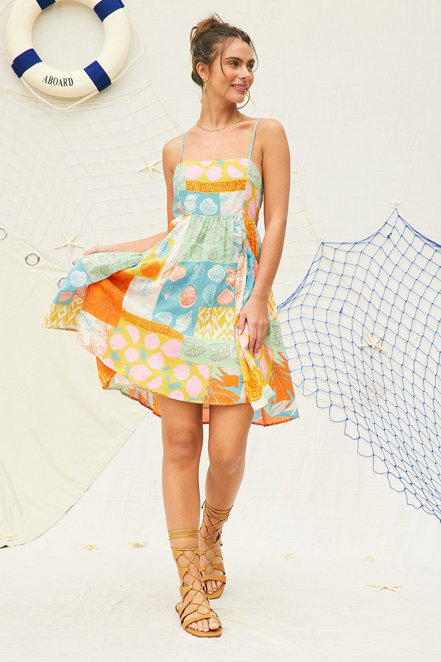 Orange Blue Printed Mini Dress sold by Pinkblush product image thumbnail 4