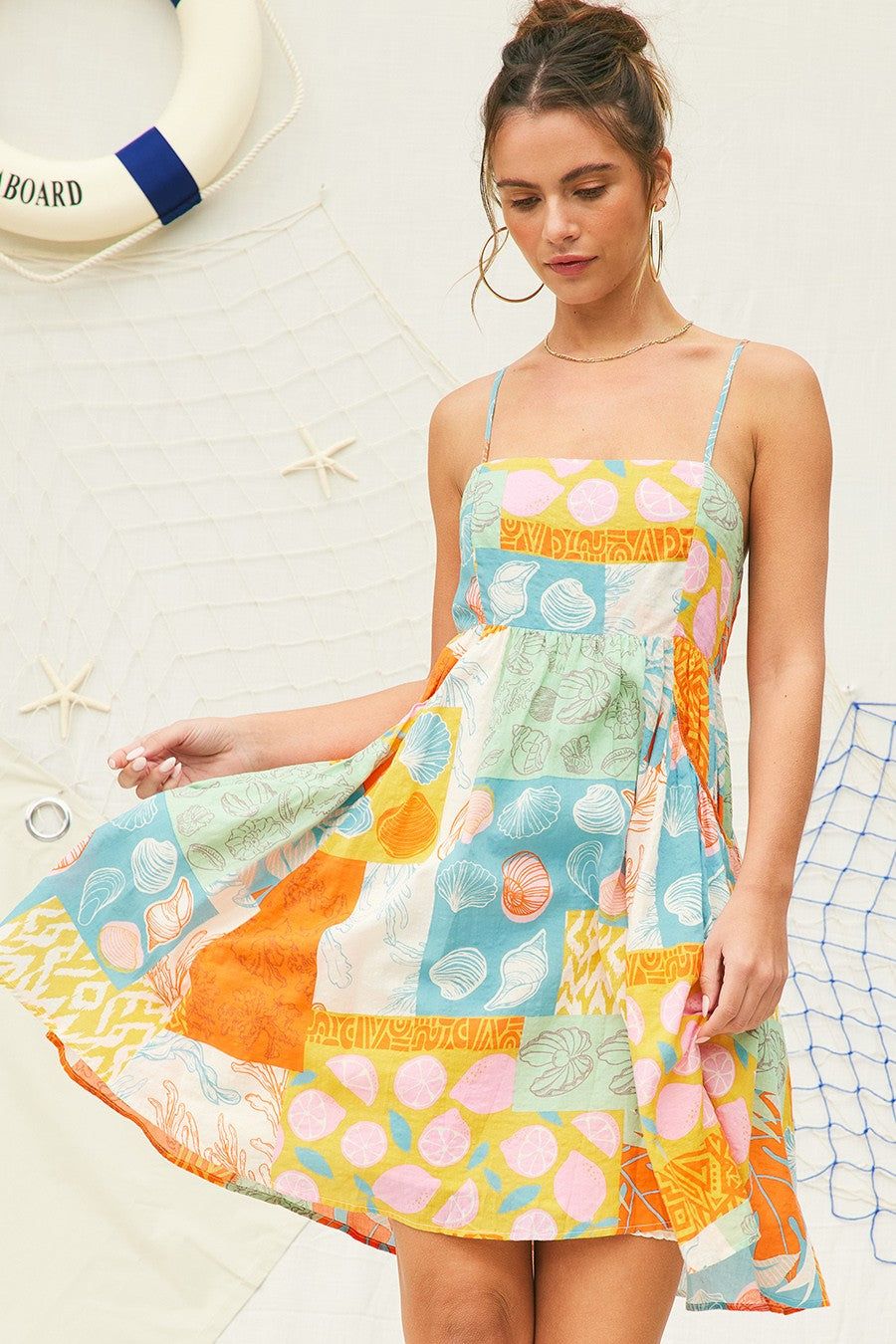 Orange Blue Printed Mini Dress sold by Pinkblush