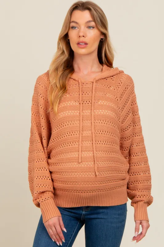 Salmon Pointelle Knit Maternity Sweater sold by Pinkblush