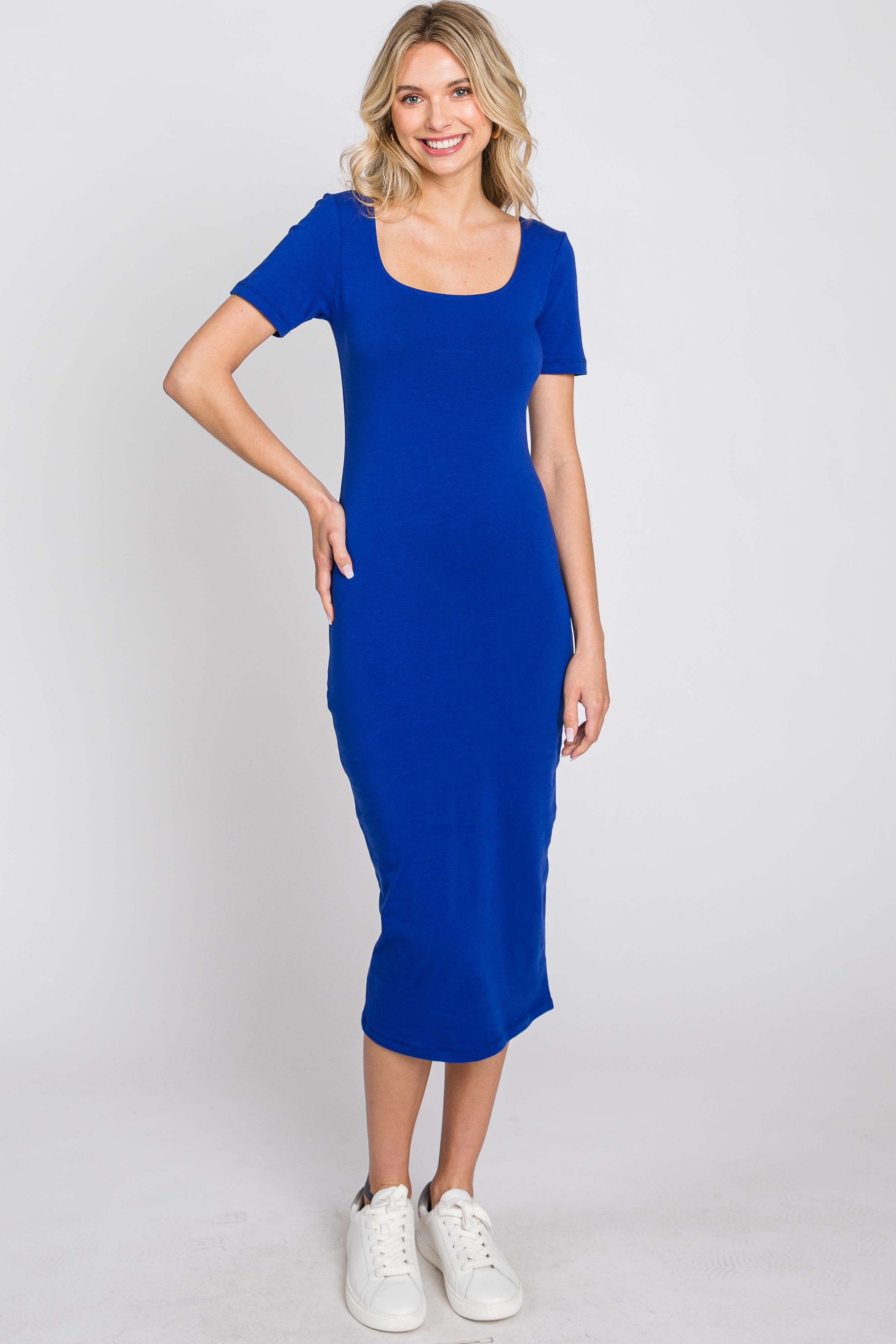 Royal Blue Fitted Midi Dress sold by Pinkblush product image thumbnail 2