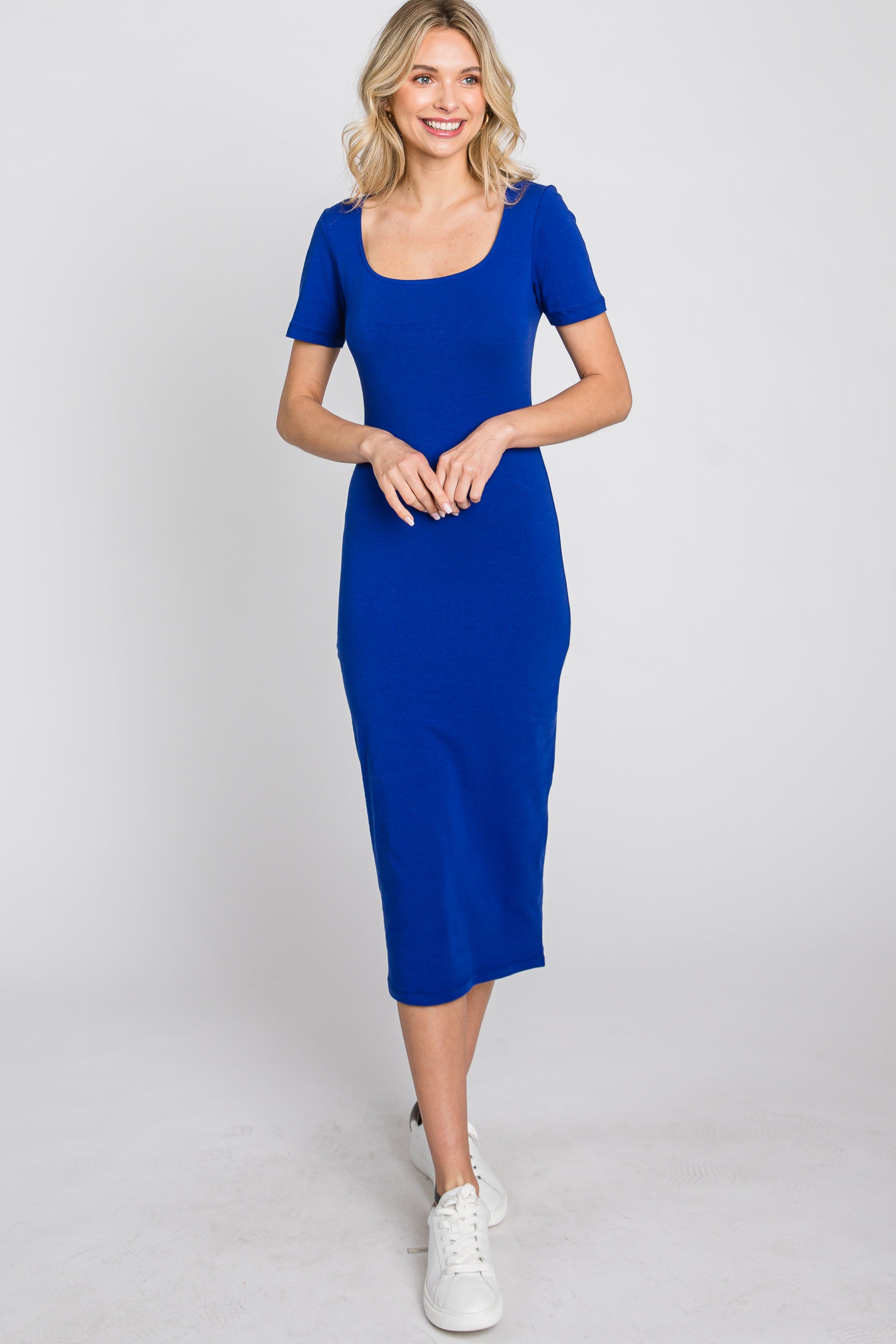 Royal Blue Fitted Midi Dress sold by Pinkblush product image thumbnail 3