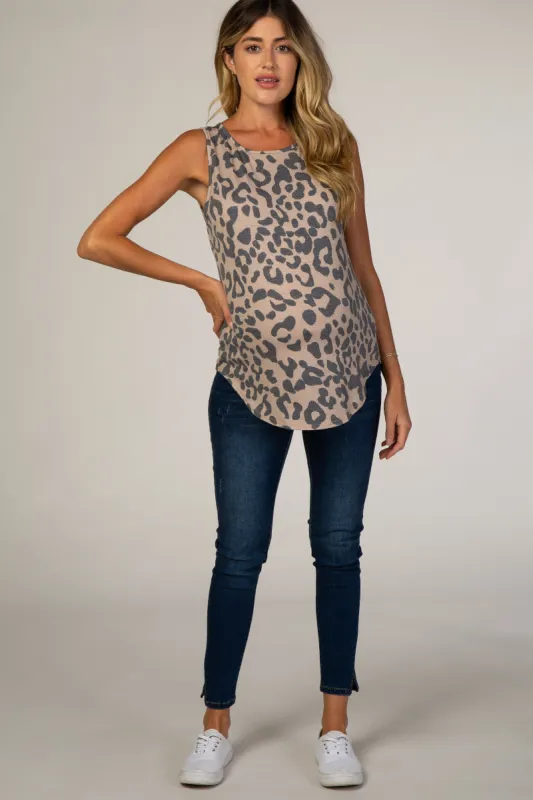 Mocha Animal Print Maternity Tank sold by Pinkblush