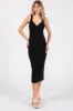 Black Ribbed Sweetheart Neck Midi Dress sold by Pinkblush