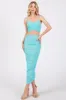 Aqua Rhinestone Crop Top and Skirt Maternity Set sold by Pinkblush