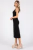 Black Ribbed Sweetheart Neck Midi Dress sold by Pinkblush