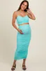 Aqua Rhinestone Crop Top and Skirt Maternity Set sold by Pinkblush