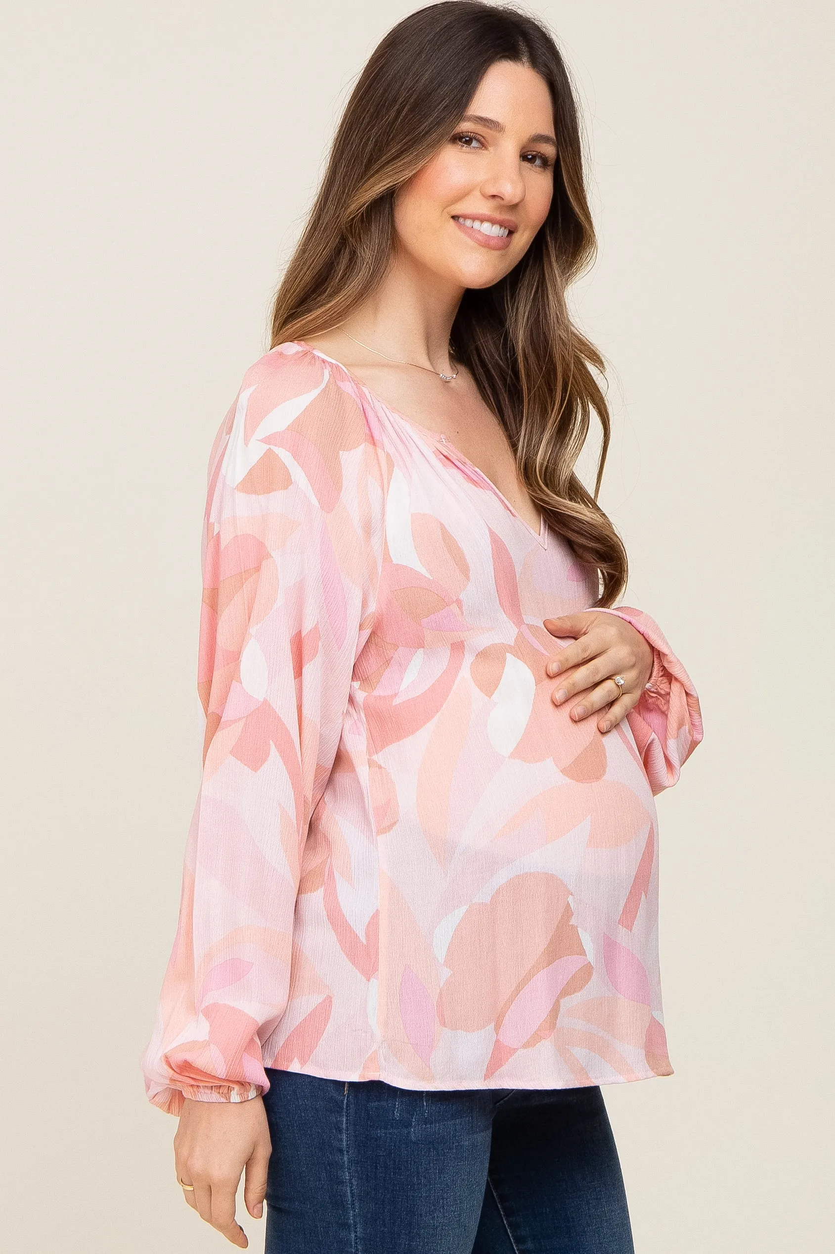 Pink Abstract Print Maternity Blouse sold by Pinkblush product image thumbnail 3