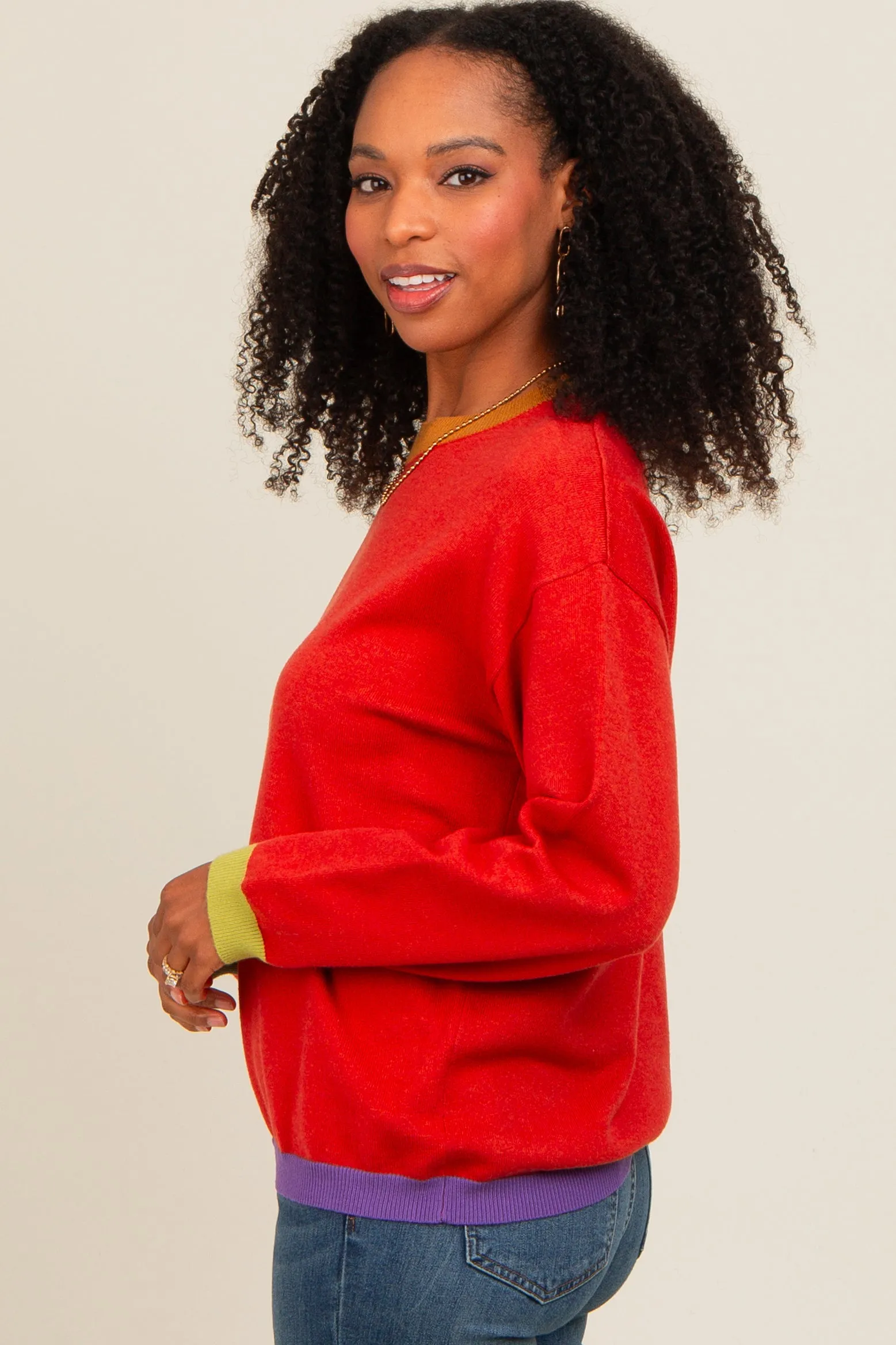 Rust Colorblock Trim Sweater sold by Pinkblush product image thumbnail 2