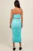Aqua Rhinestone Crop Top and Skirt Maternity Set sold by Pinkblush