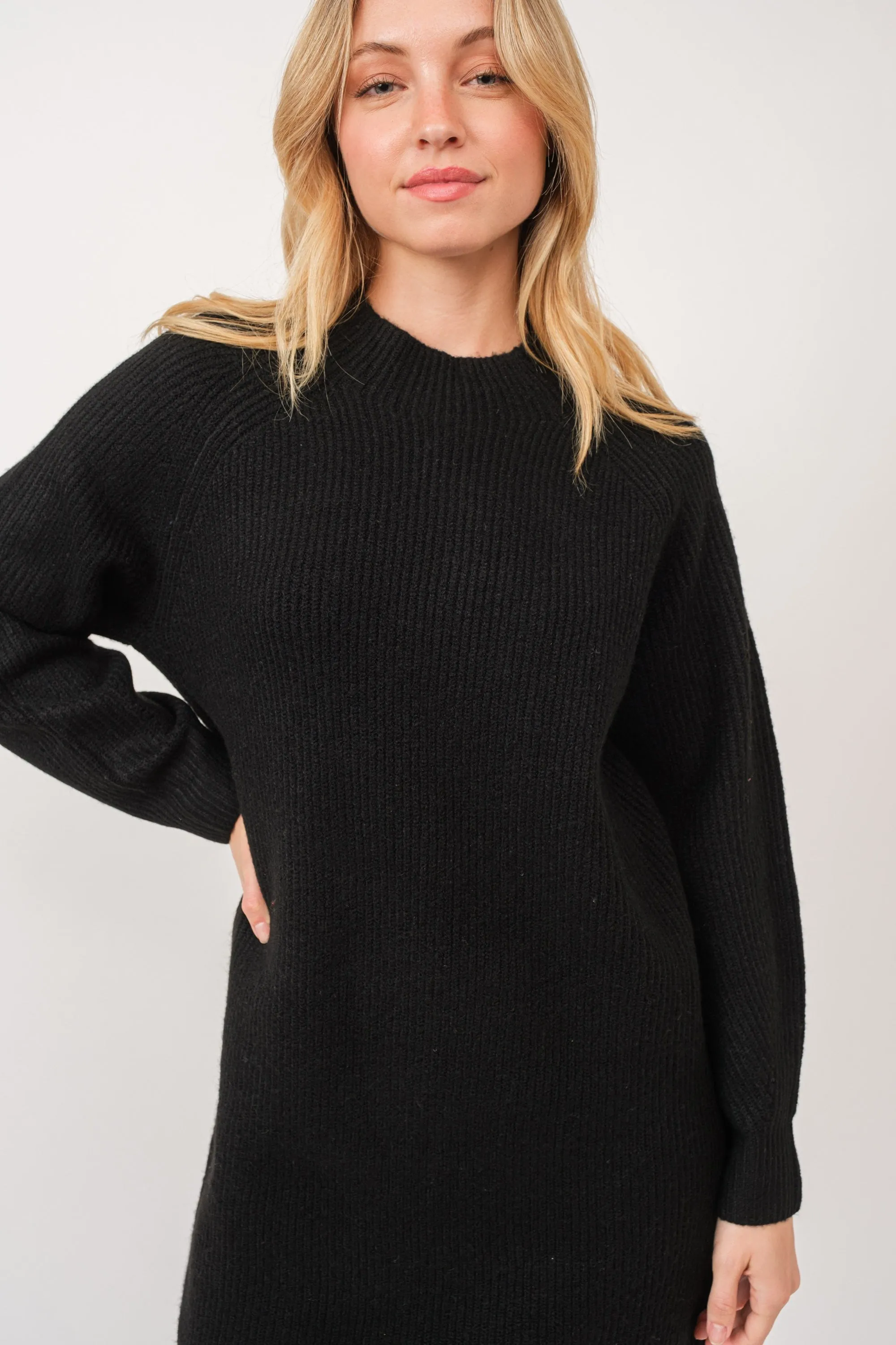 Black Mock Neck Sweater Dress sold by Pinkblush product image thumbnail 5