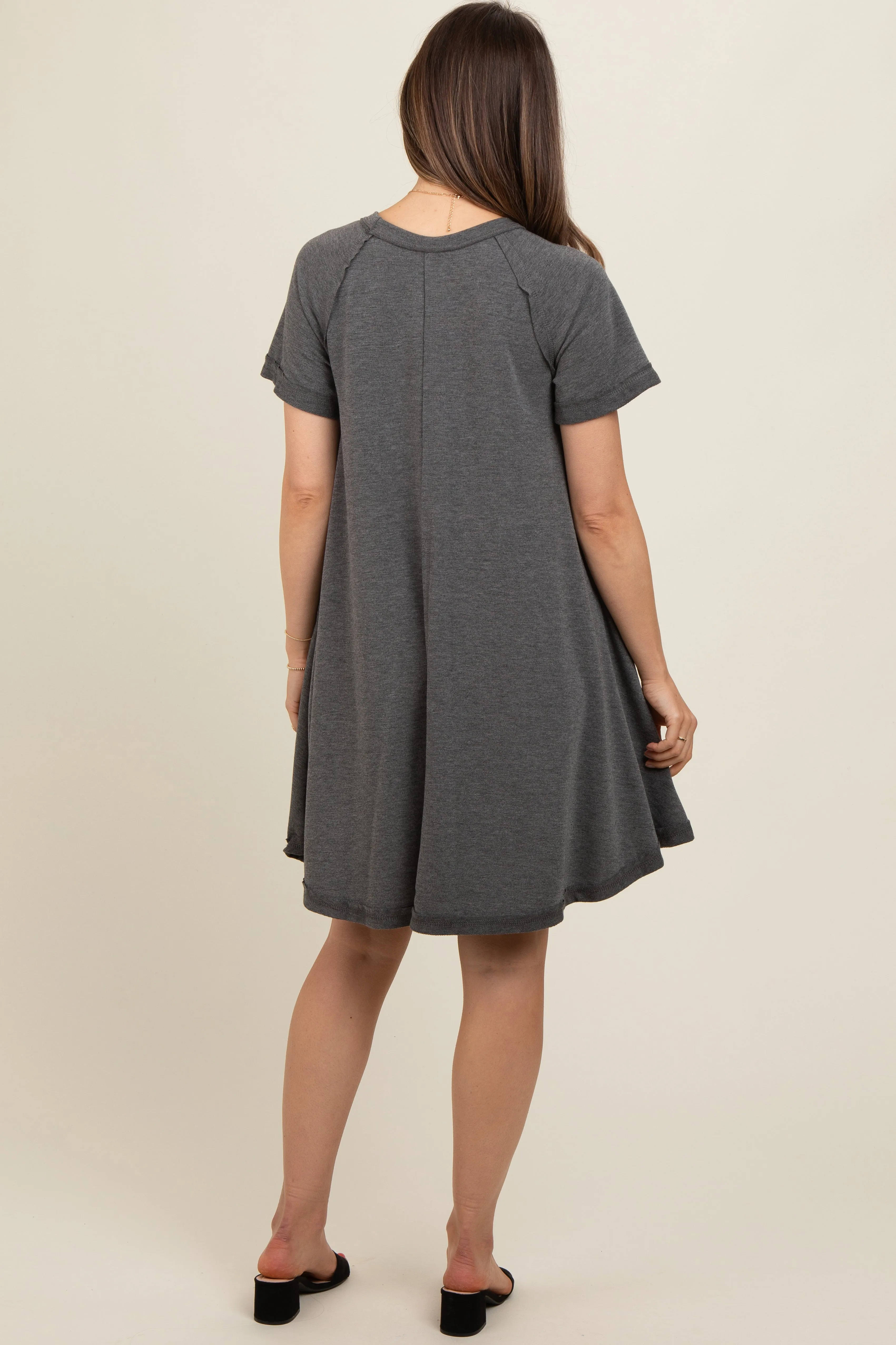 Charcoal Solid T-shirt Maternity Mini Dress sold by Pinkblush product image thumbnail 3