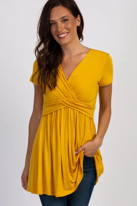 PinkBlush Gold Draped Front Nursing Top sold by Pinkblush
