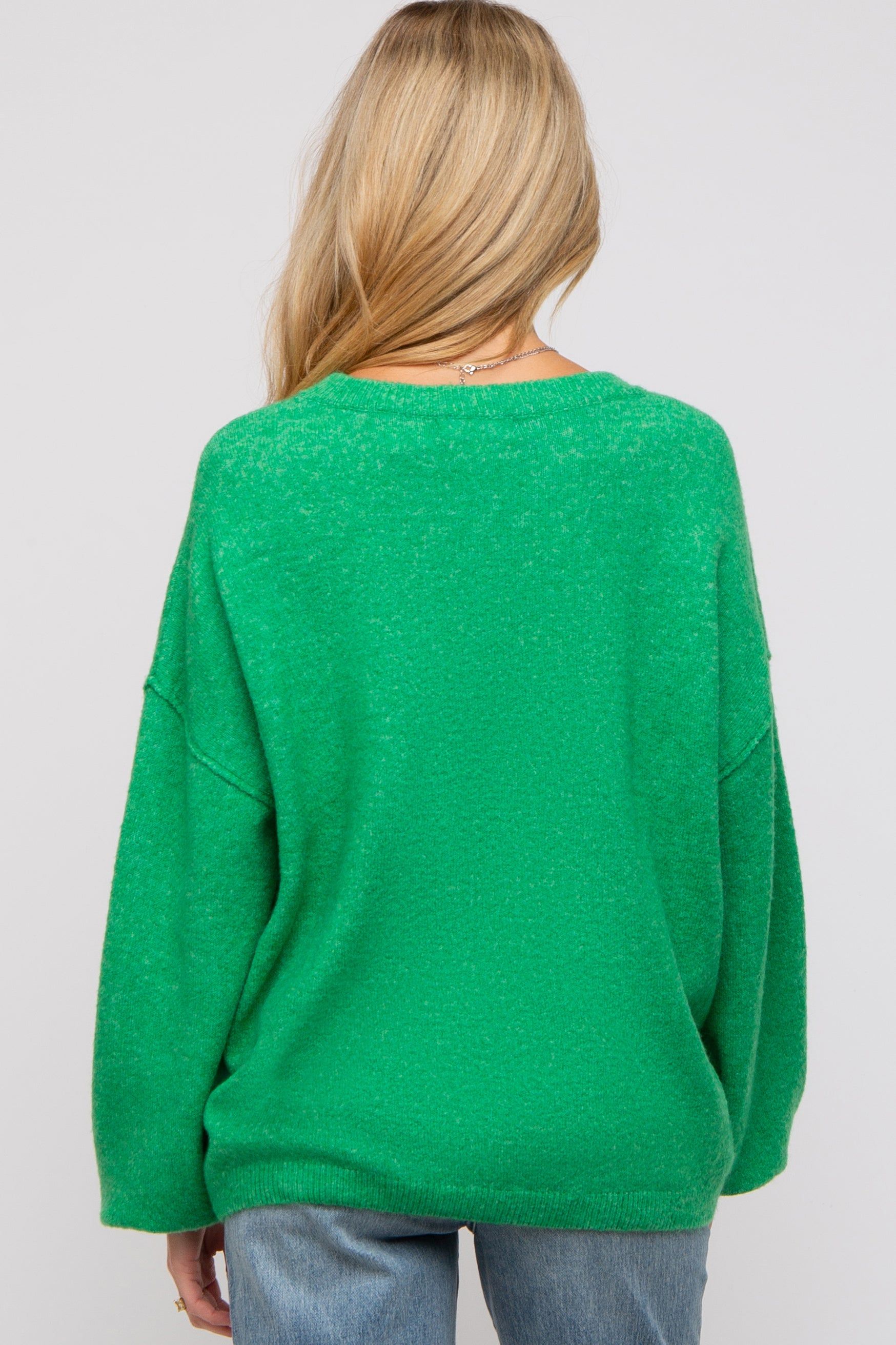 Green Basic Drop Shoulder Maternity Sweater sold by Pinkblush product image thumbnail 4
