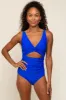 Royal Blue Ruched Sides Front Cutout One Piece Swimsuit sold by Pinkblush