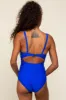 Royal Blue Ruched Sides Front Cutout One Piece Swimsuit sold by Pinkblush