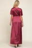 Burgundy Satin Wrap Maternity/Nursing Dress sold by Pinkblush
