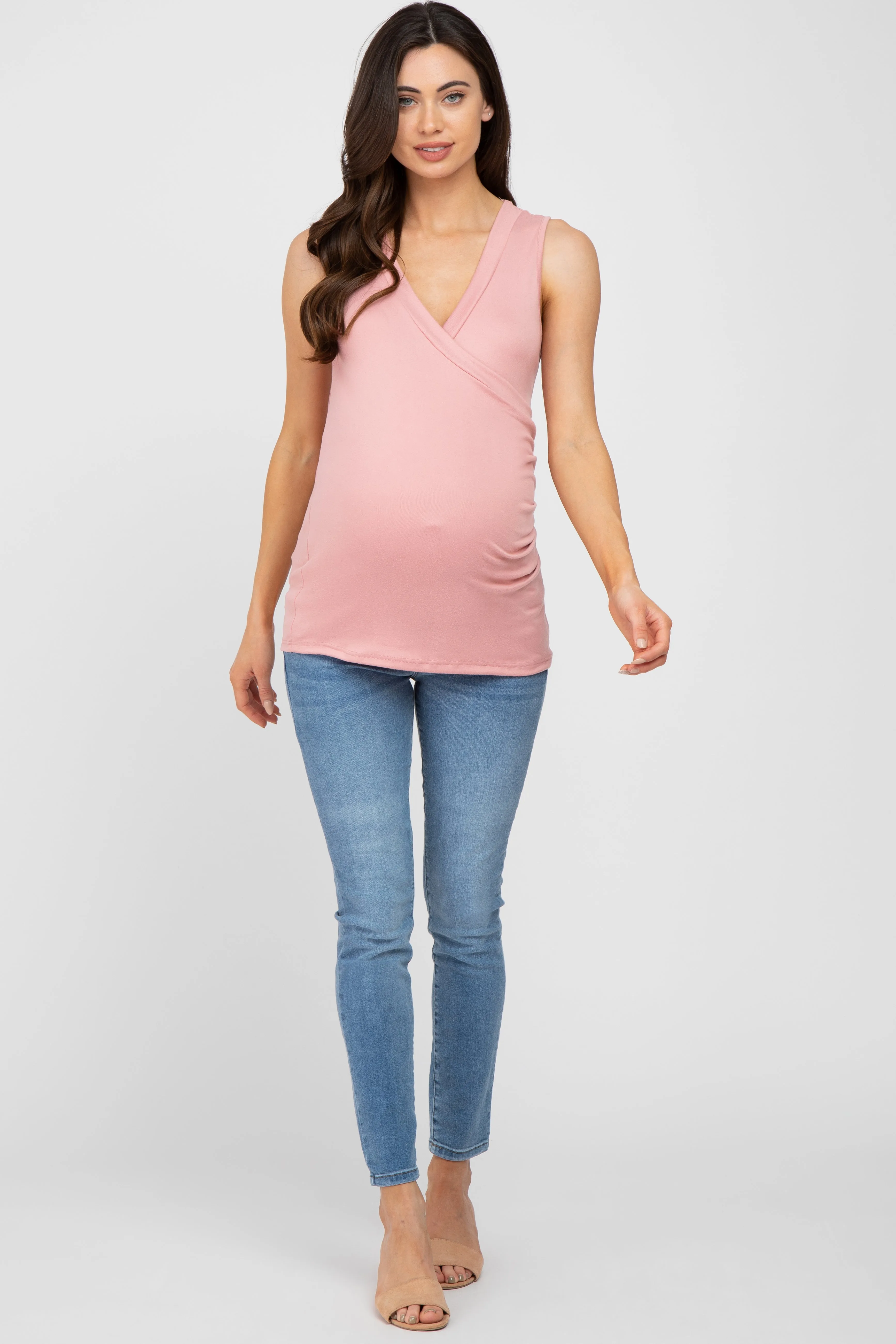 Pink Crossover Ruched Maternity Nursing Tank sold by Pinkblush product image thumbnail 4