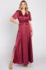 Burgundy Satin Wrap Maternity/Nursing Dress sold by Pinkblush