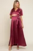 Burgundy Satin Wrap Maternity/Nursing Dress sold by Pinkblush