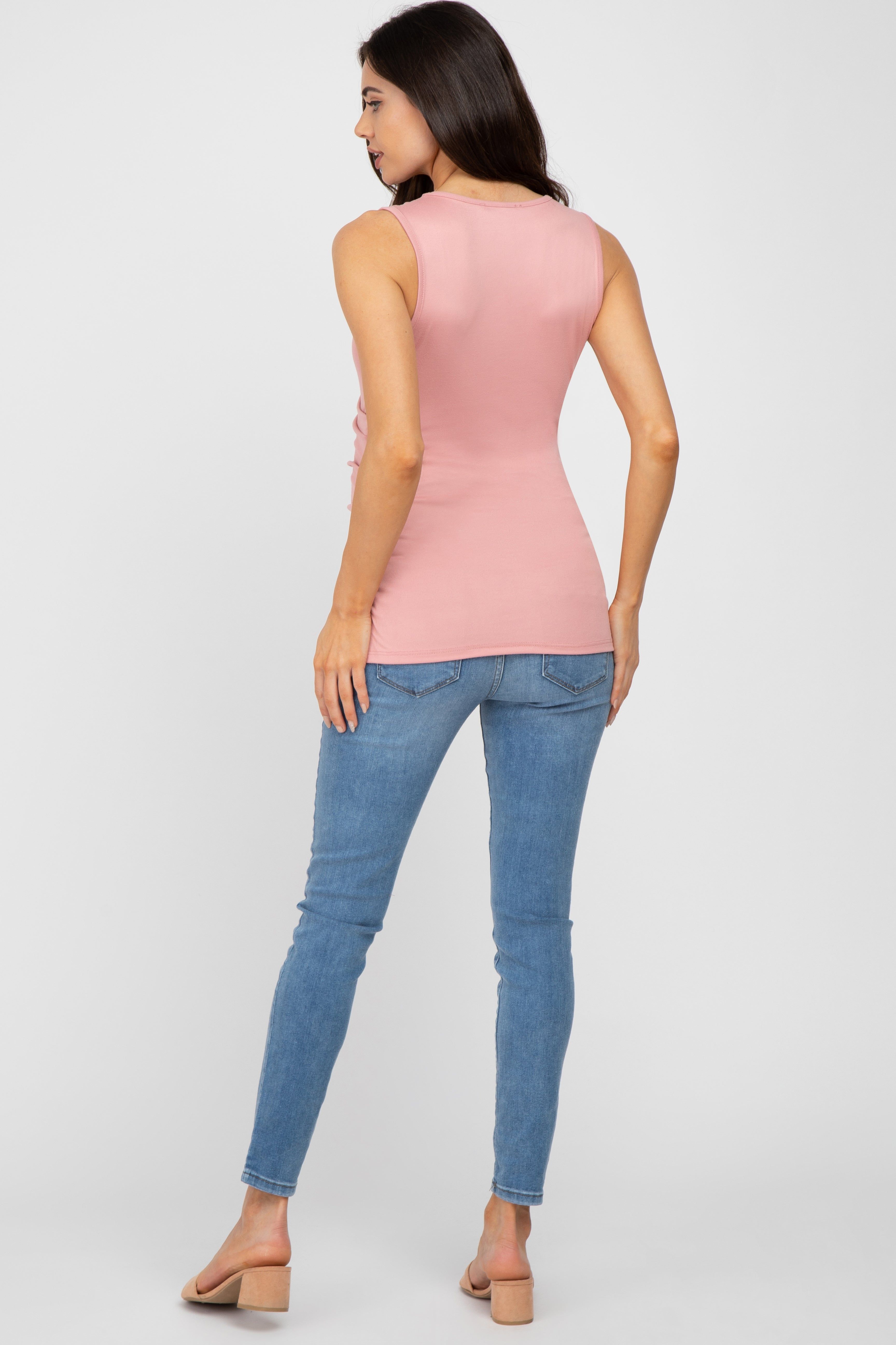 Pink Crossover Ruched Maternity Nursing Tank sold by Pinkblush product image thumbnail 3