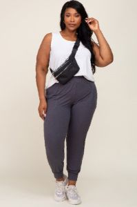 Charcoal Soft Knit Maternity Plus Jogger Pants sold by Pinkblush