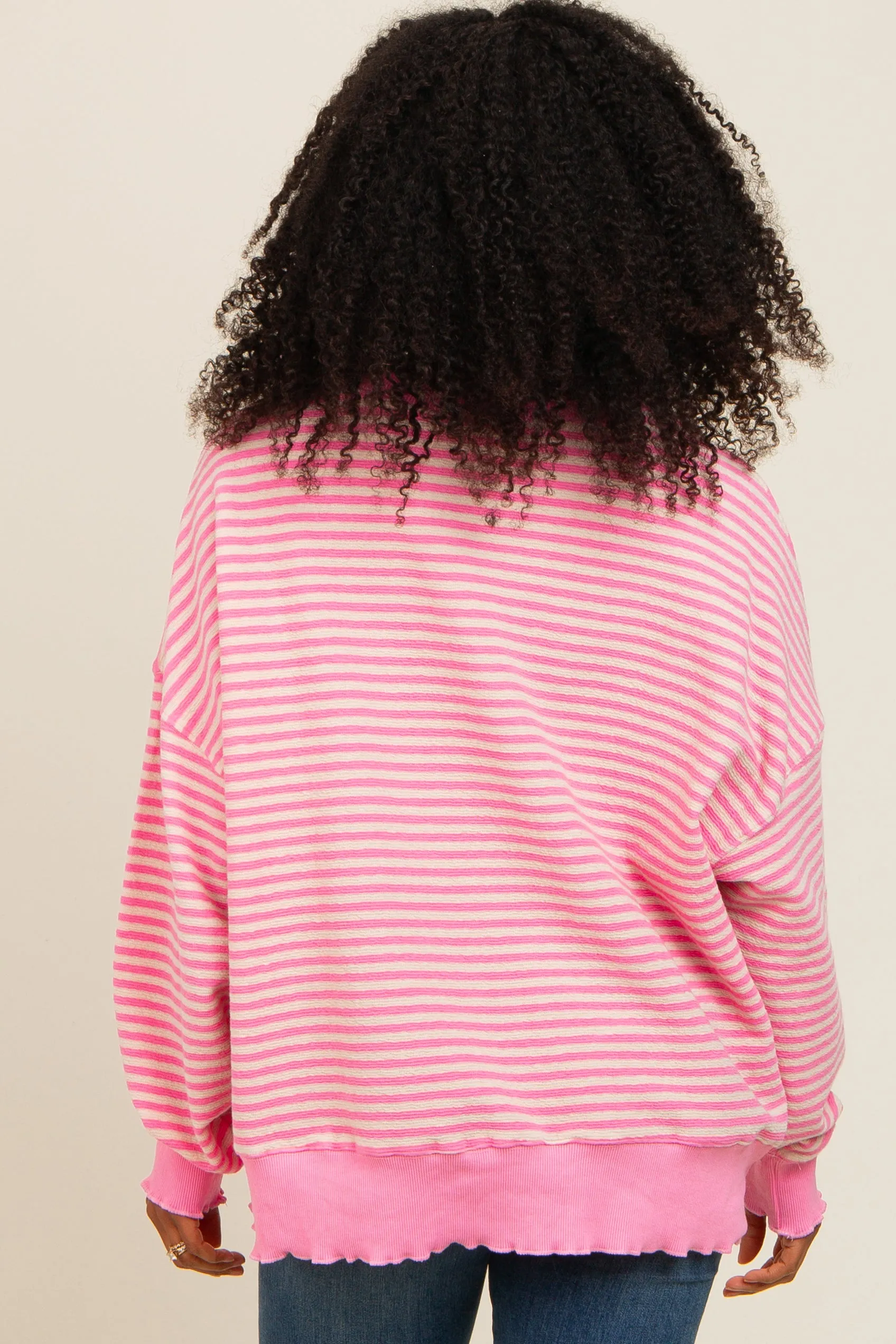 Pink Striped Ruffle Hem Long Sleeve Top sold by Pinkblush product image thumbnail 5