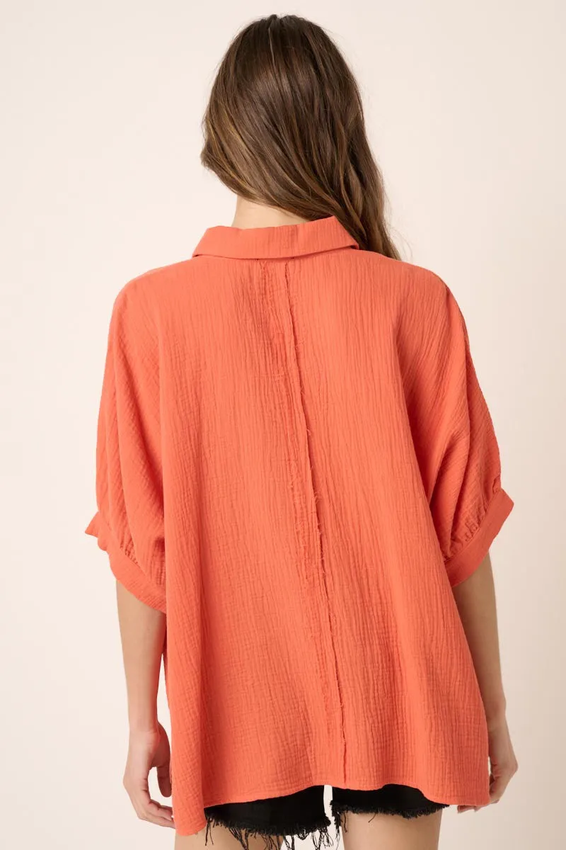 Orange Button Down Collared Top sold by Pinkblush product image thumbnail 2