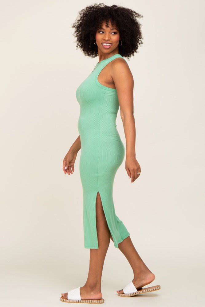 Green Ribbed Sleeveless Side Slit Midi Dress sold by Pinkblush product image thumbnail 2