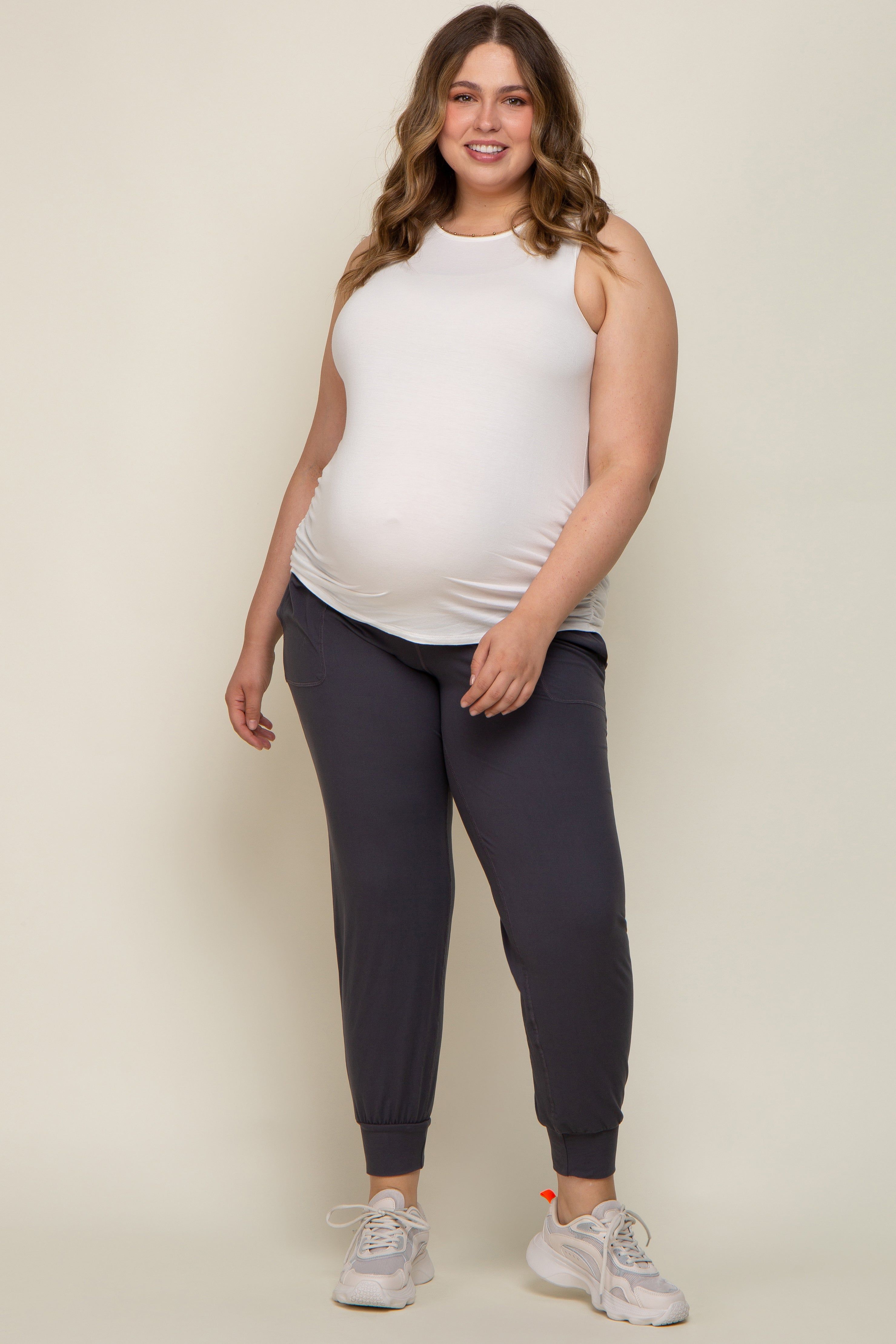 Charcoal Soft Knit Maternity Plus Jogger Pants sold by Pinkblush product image thumbnail 6