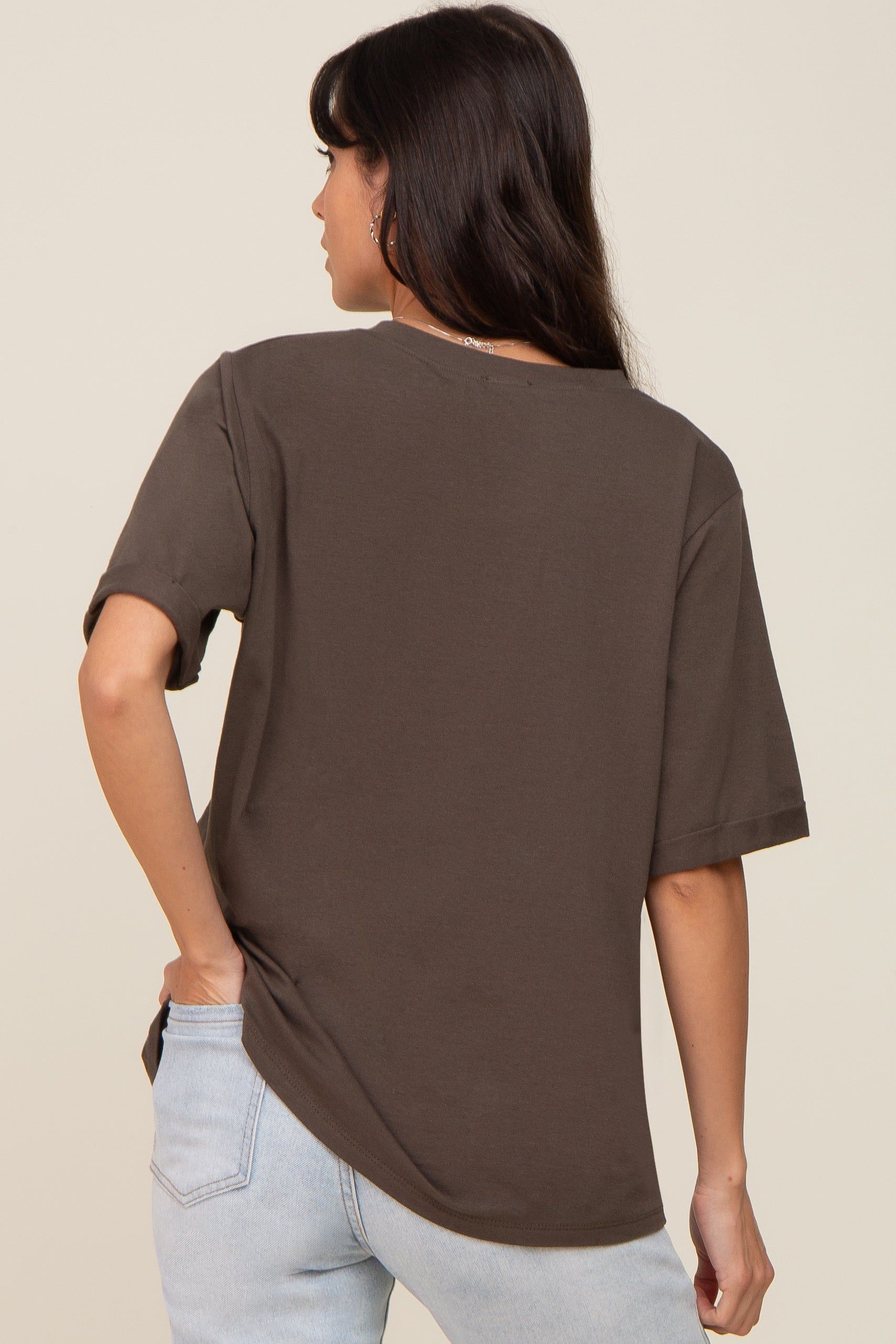 Olive Oversized Pocket Front Short Sleeve Top sold by Pinkblush product image thumbnail 3
