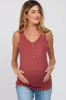 Rust Ribbed Button Up Maternity Tank Top sold by Pinkblush