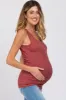 Rust Ribbed Button Up Maternity Tank Top sold by Pinkblush