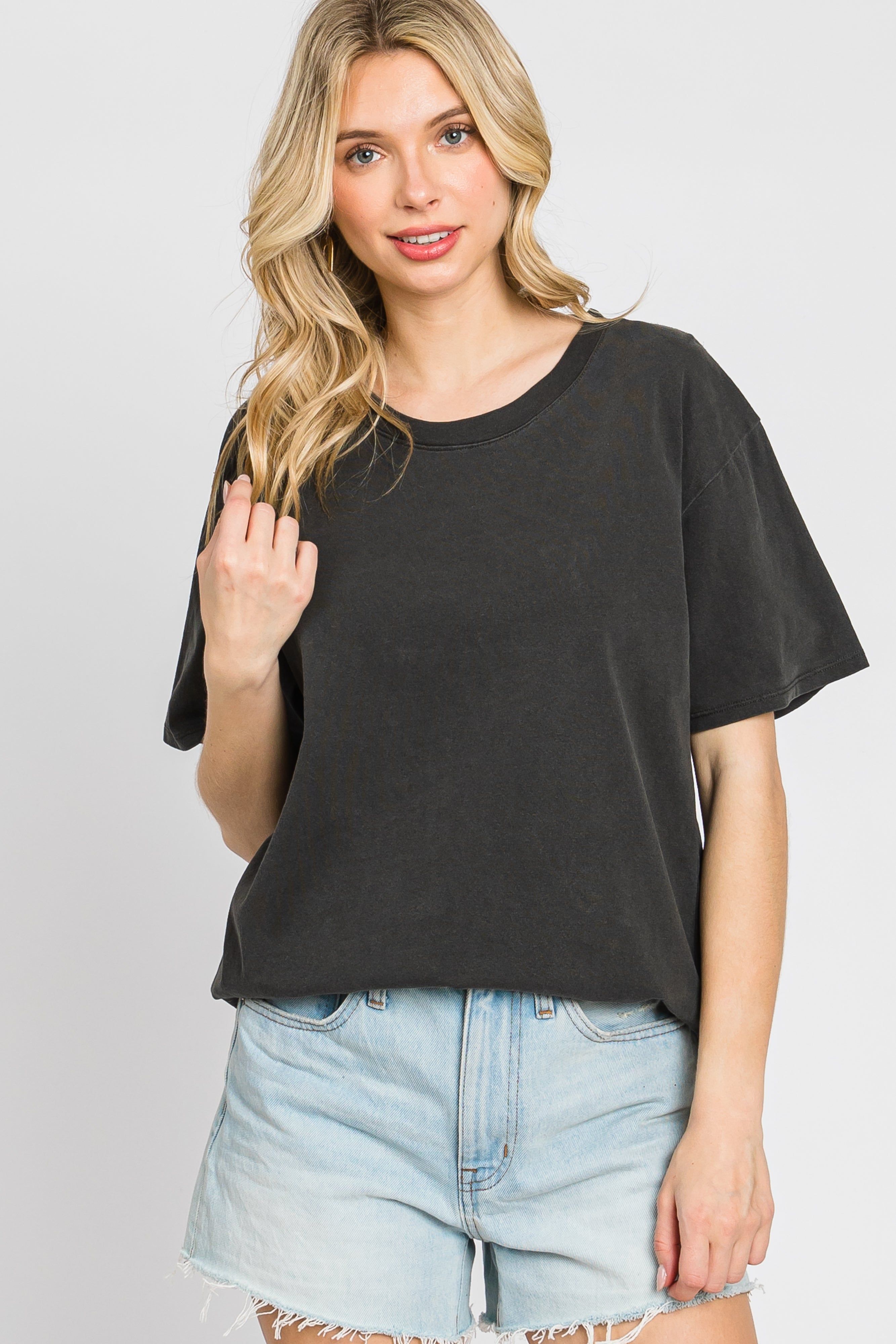 Black Faded Basic Maternity T-Shirt sold by Pinkblush product image thumbnail 5