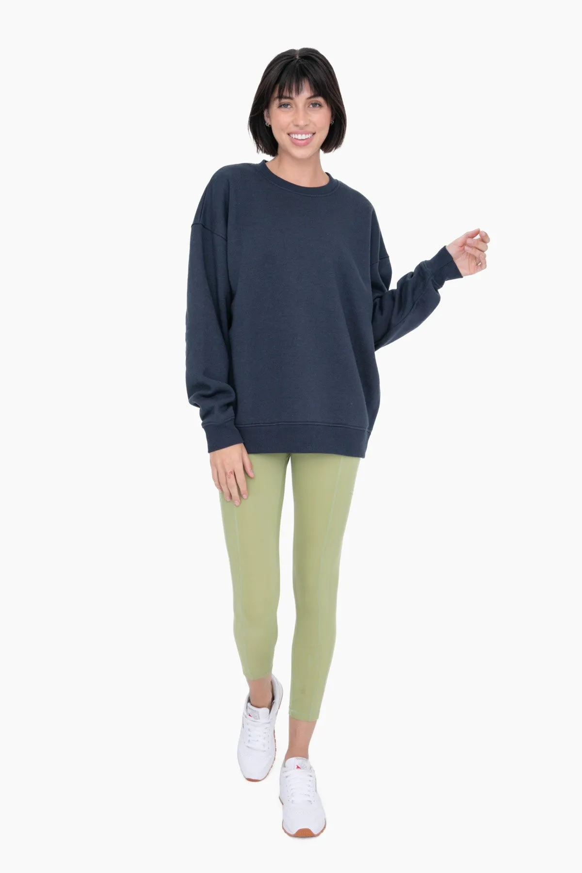 Navy Blue Soft Knit Fleece Lined Sweatshirt sold by Pinkblush product image thumbnail 4