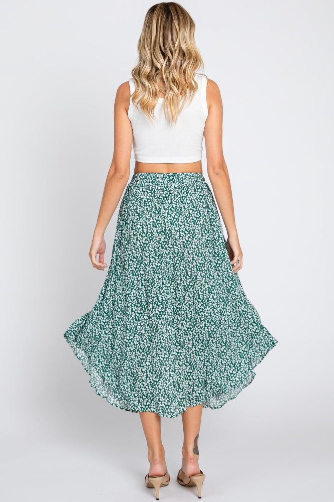 Green Floral Button Accent Midi Skirt sold by Pinkblush product image thumbnail 3