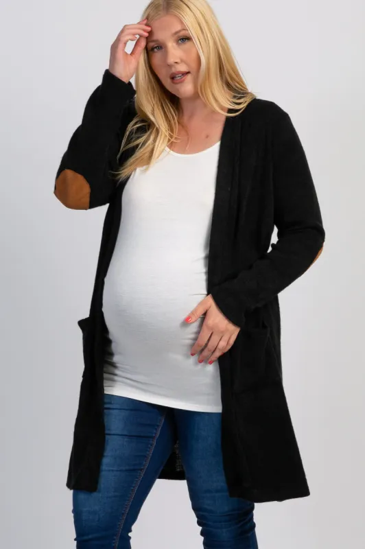 PinkBlush Black Knit Elbow Patch Maternity Plus Cardigan sold by Pinkblush
